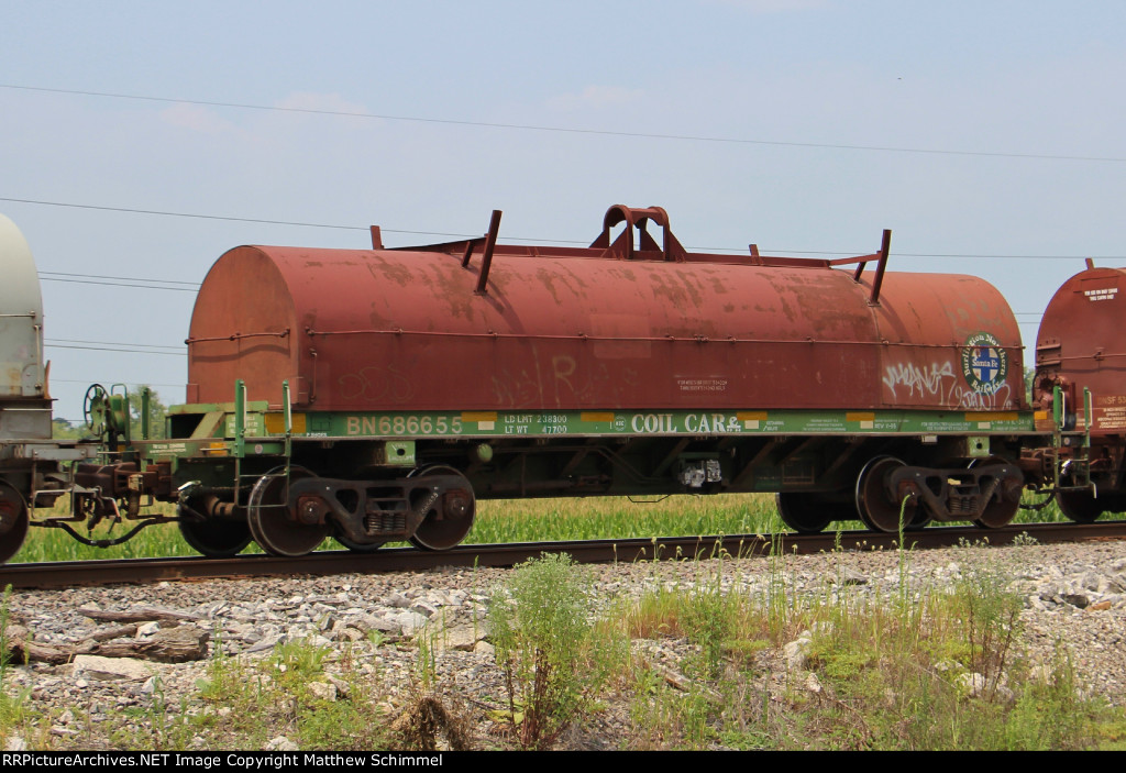 BN Coil Car W/ BNSF Circle Logo Hood